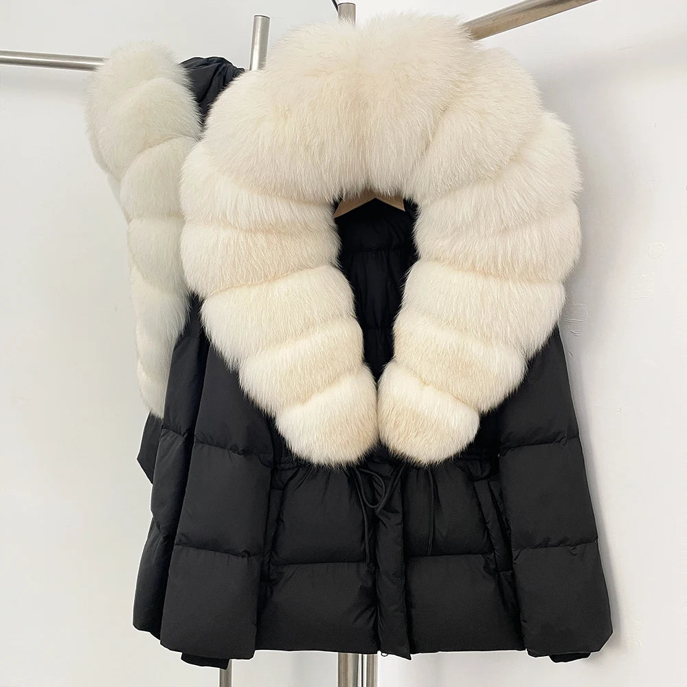 OFTBUY Big Real Fox Fur Collar Duck Down Coat Female New Winter Hooded Warm Down Clothes Women Natural Raccoon Fur Puffer Jacket