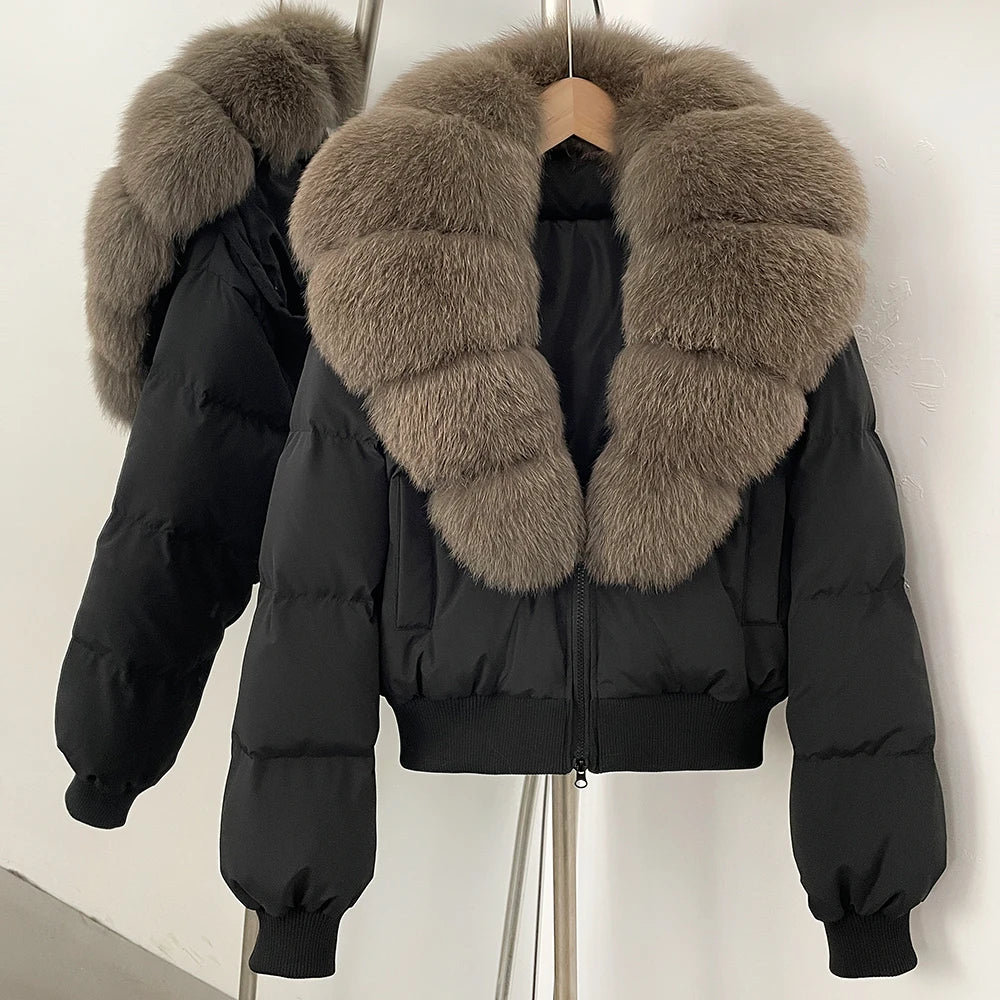 OFTBUY Knit Cuff Short Real Fox Fur Collar Duck Down Coat Female New Autumn Winter Clothes Women Genuine Fur Puffer Jacket