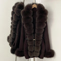 OFTBUY Belt Textured Knit Warm Winter Luxury Outerwear Female Sweater Cardigan New Women's Knit Coat with Large Real Fox Fur