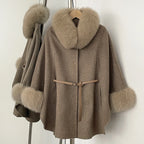 OFTBUY New Autumn Winter Coat Wool Women's Fur Sleeve Detachable Real Fox Fur Collar Warm A-line Jacket Luxury Thick Female Coat