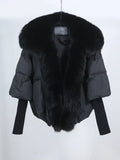 OFTUBY White Duck Down Jacket Winter Women Warm Loose Coat Natural Real Fox Fur Collar Thick Luxury Outerwear New Fashion