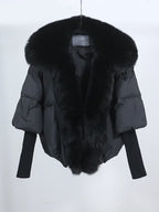 OFTUBY White Duck Down Jacket Winter Women Warm Loose Coat Natural Real Fox Fur Collar Thick Luxury Outerwear New Fashion