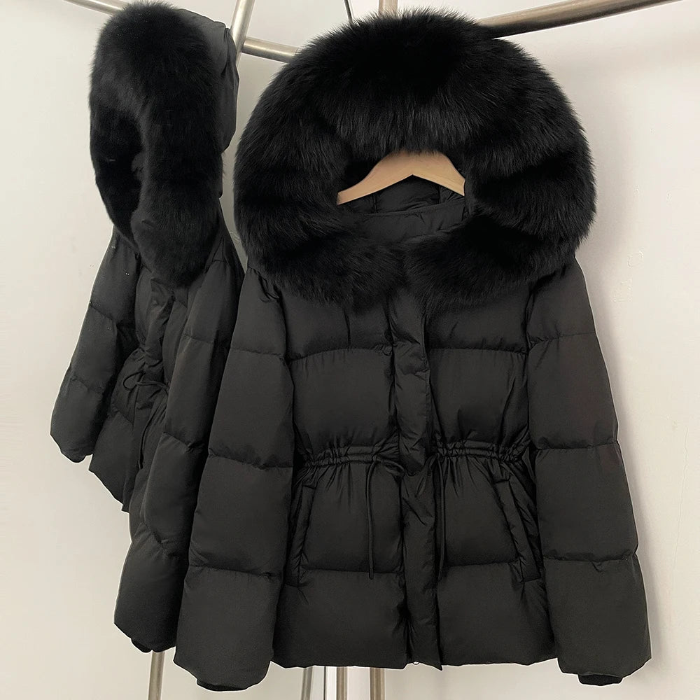 OFTBUY Hooded Long Sleeves Real Fur Duck Down Coat Female New Autumn Winter Warm Clothes Women Natural Fox Fur Puffer Jacket