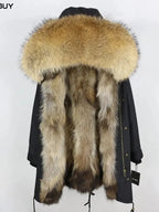OFTBUY Real Fur Coat Winter Jacket Women Long Parka Waterproof Big Natural Raccoon Fur Collar Hood Thick Warm Real Fox Fur Liner coat