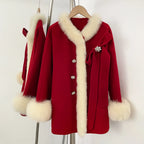 OFTBUY Trim Bow Detail Decorative Buttons Winter Elegant Woolen Outerwear New Women's Double Face Wool Coat with Real Fox Fur