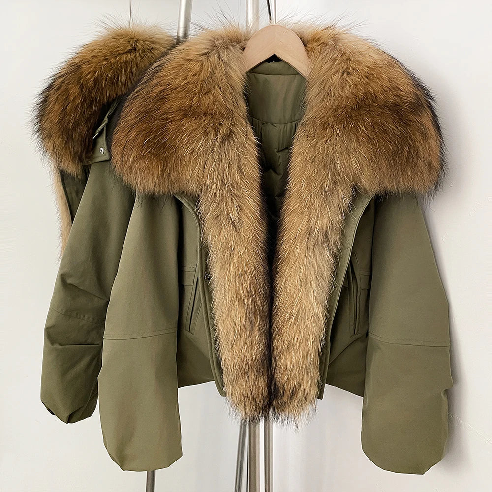 OFTBUY New Winter Warm Thickened Clothing Female Natural Fur Puffer Jacket Women's Dcuk Down Coat with Big Real Fox Fur Collar
