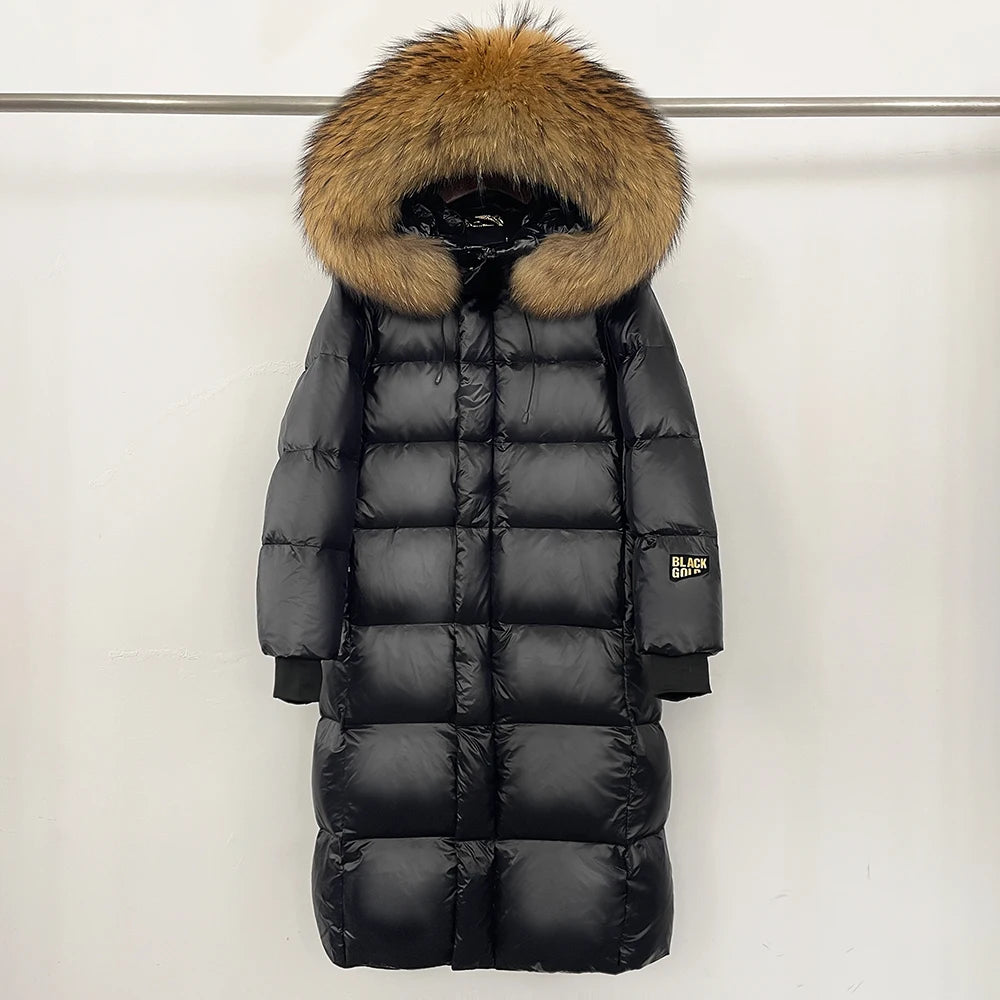 OFTBUY Winter Clothes Women Black Gold Goose Down Coat Big Real Raccoon Fur Collar Overcoat Real Fox Fur Puffer Jacket Female