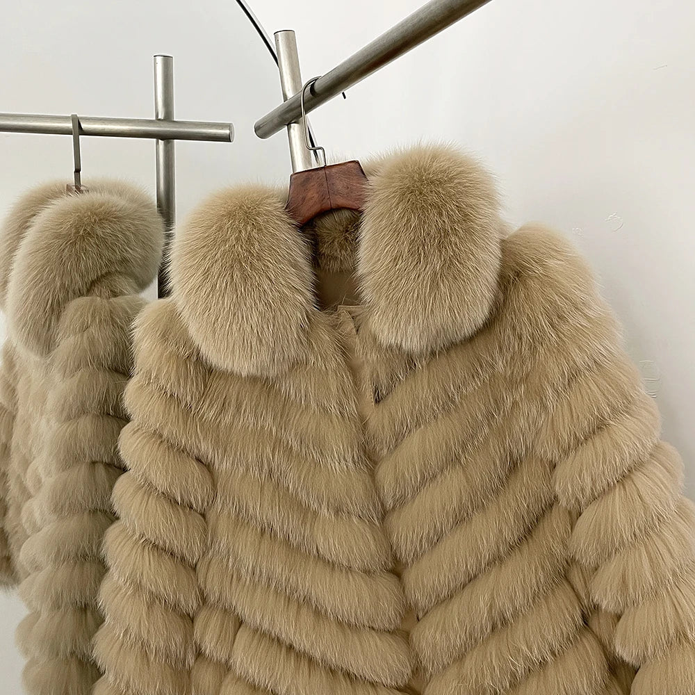 OFTBUY New Winter Clothing Women Natural Fox Fur Jacket Fashion Warm Real Fur Coat Long Sleeve Luxury Style Streetwear Lady