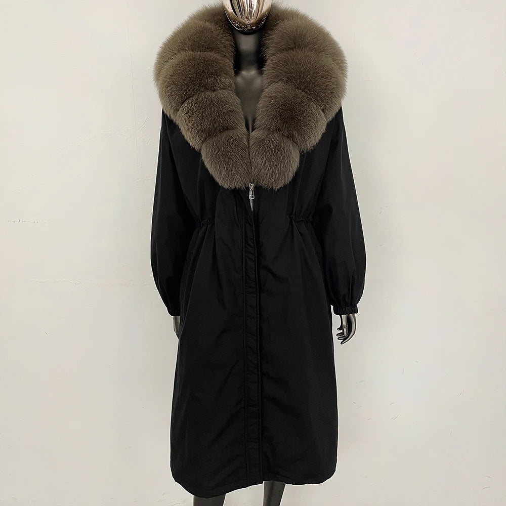OFTBUY New Zipper Autumn Winter Clothes Women Natural Fox Fur Collar Goose Down Coat Long Warm Thickened Real Fur Puffer Jacket