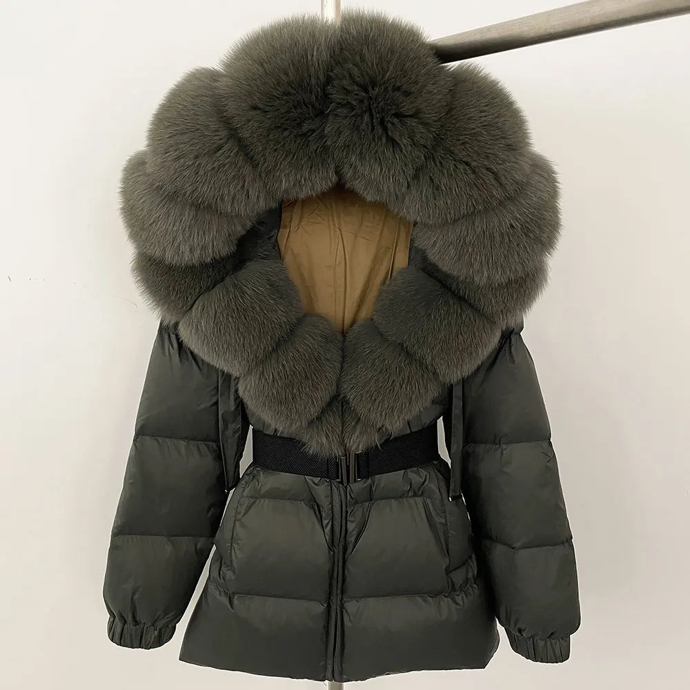 OFTBUY New Winter Clothing Puffer Jacket Women Parkas Waterproof Real Fox Fur Hooded Thick Warm 90% White Duck Down Coat Female
