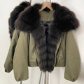 OFTBUY Short Thickened Warm Natural Fur Collar Down Coat Female Winter Long Sleeve Top Clothes Women Luxury Puffer Jacket