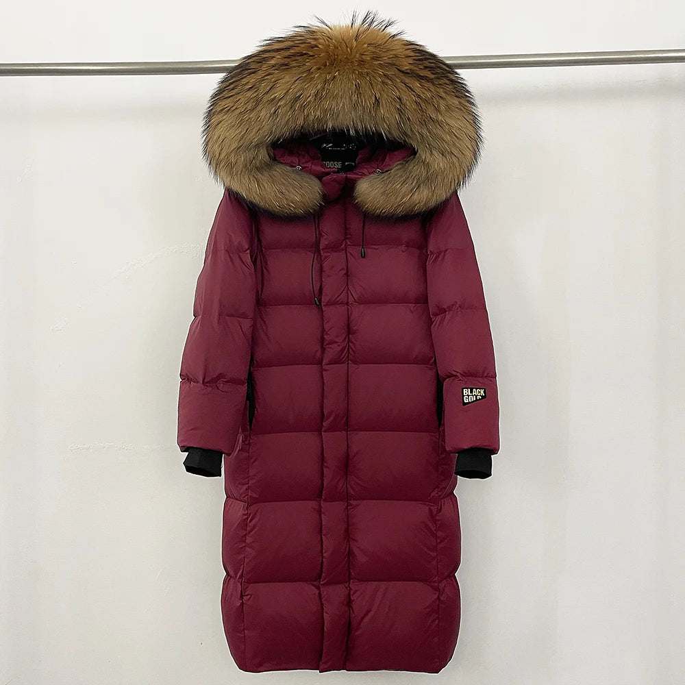 OFTBUY Winter Clothes Women Black Gold Goose Down Coat Big Real Raccoon Fur Collar Overcoat Real Fox Fur Puffer Jacket Female