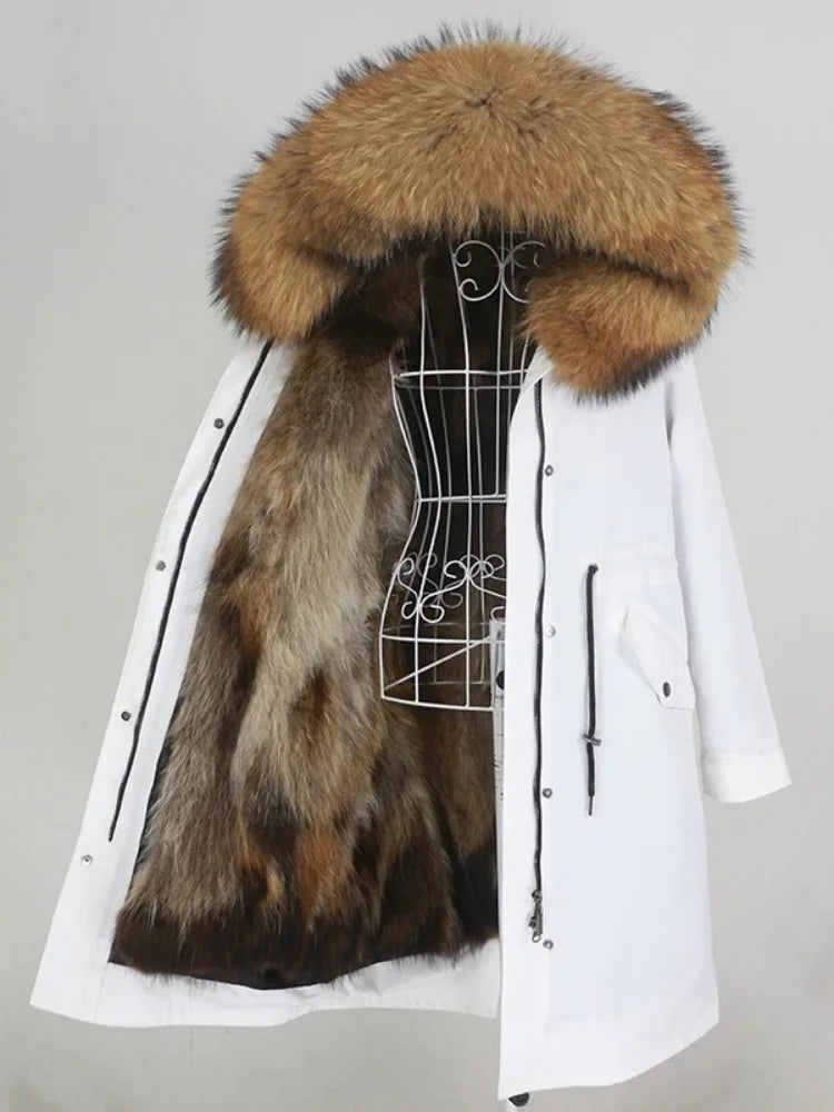 OFTBUY Real Fur Coat Winter Jacket Women Long Parka Waterproof Big Natural Raccoon Fur Collar Hood Thick Warm Real Fox Fur Liner coat