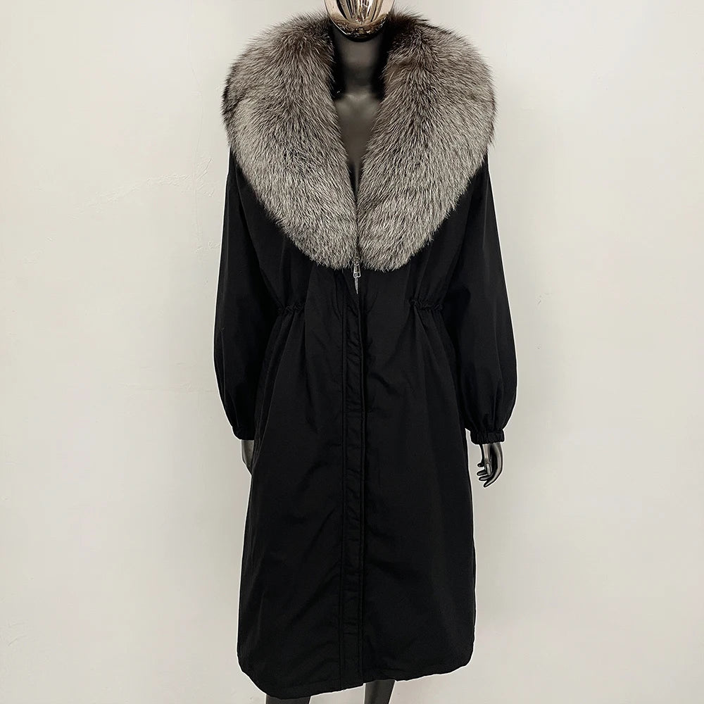OFTBUY New Zipper Autumn Winter Clothes Women Natural Fox Fur Collar Goose Down Coat Long Warm Thickened Real Fur Puffer Jacket