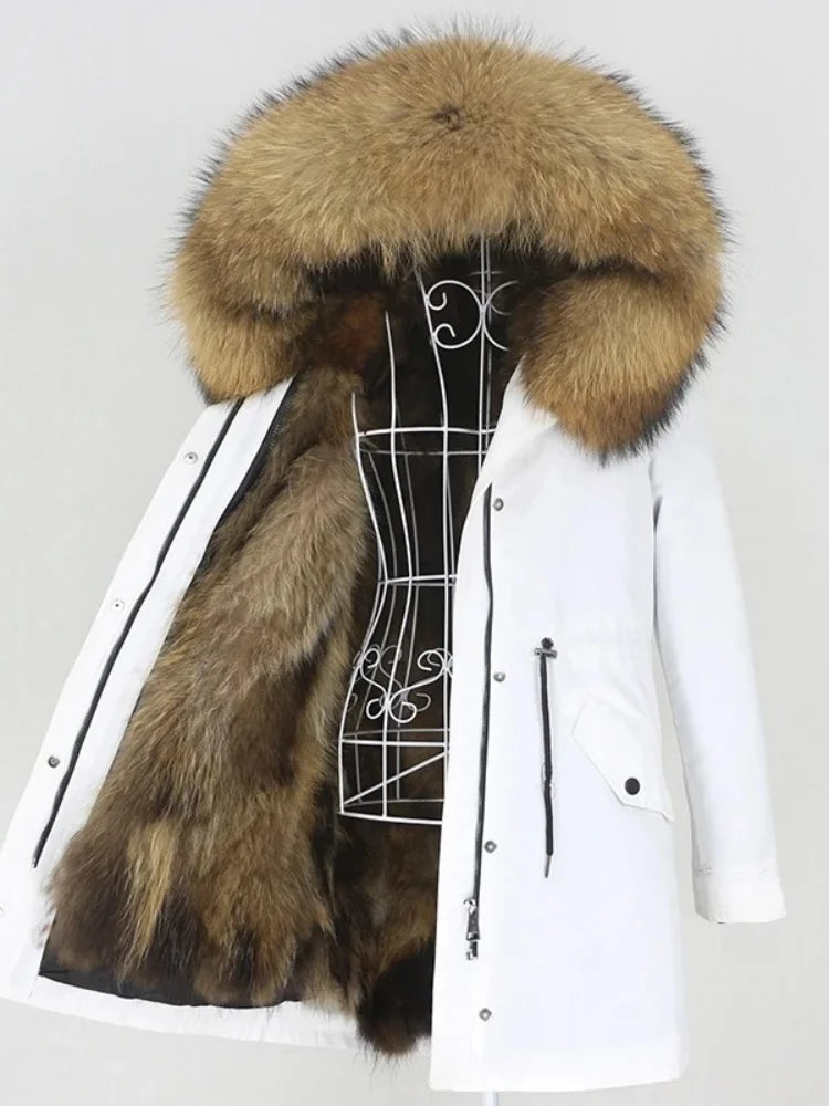 OFTBUY Real Fur Coat Winter Jacket Women Long Parka Waterproof Big Natural Raccoon Fur Collar Hood Thick Warm Real Fox Fur Liner coat