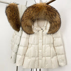 OFTBUY New Winter Hooded Slim Top Clothes Women Fashion Thick Warm Real Fox Fur Duck Down Coat Femlae Natural Fur Puffer Jacket