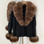 OFTBUY New Autumn Winter Knit Cardigan Women Fashion Warm Clothes with Real Fox Fur Luxury Natural Fur Sweater Jacket Female