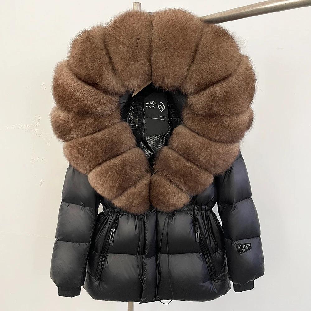 OFTBUY Big Real Fox Fur Coat Autumn Winter Clothes Women Warm Natural Fur White Goose Duck Jacket Female Hooded Puffer Jacket