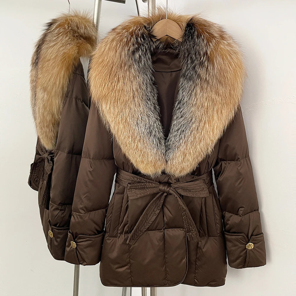 OFTBUY New Women's Winter Down Jacket Real Fox Fur Outer Clothes Female Luxury Duck Down Jacket Feather Coats and Parkas