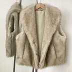 OFTBUY New Autumn Winter Clothes Women Thick Warm Artificial Fur Vest Coat Lapel Faux Fur Sleeveless Waistcoat Fake Fur Jakcet Female