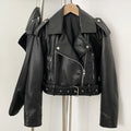 OFTBUY Fashion Faux Leather Jacket Female New Spring Autumn Long Sleeves Fake Leather Clothes Women Short Pu Leather Coat