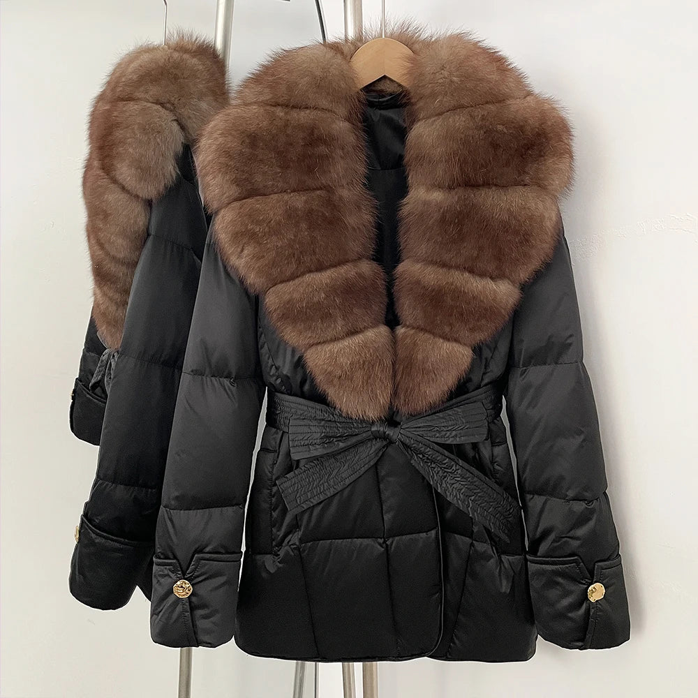 OFTBUY New Women's Winter Down Jacket Real Fox Fur Outer Clothes Female Luxury Duck Down Jacket Feather Coats and Parkas