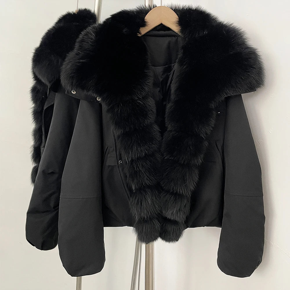 OFTBUY Women's Dcuk Down Coat with Big Real Fox Fur Collar New Winter Warm Thickened Clothing Female Natural Fur Puffer Jacket