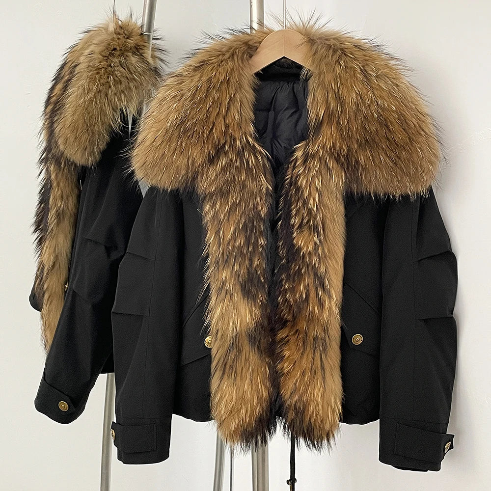 OFTBUY Warm Big Natural Fox Fur Collar Down Coat New Autumn Winter Clothing Women Waterproof Safai Real Fur Puffer Jacket Female