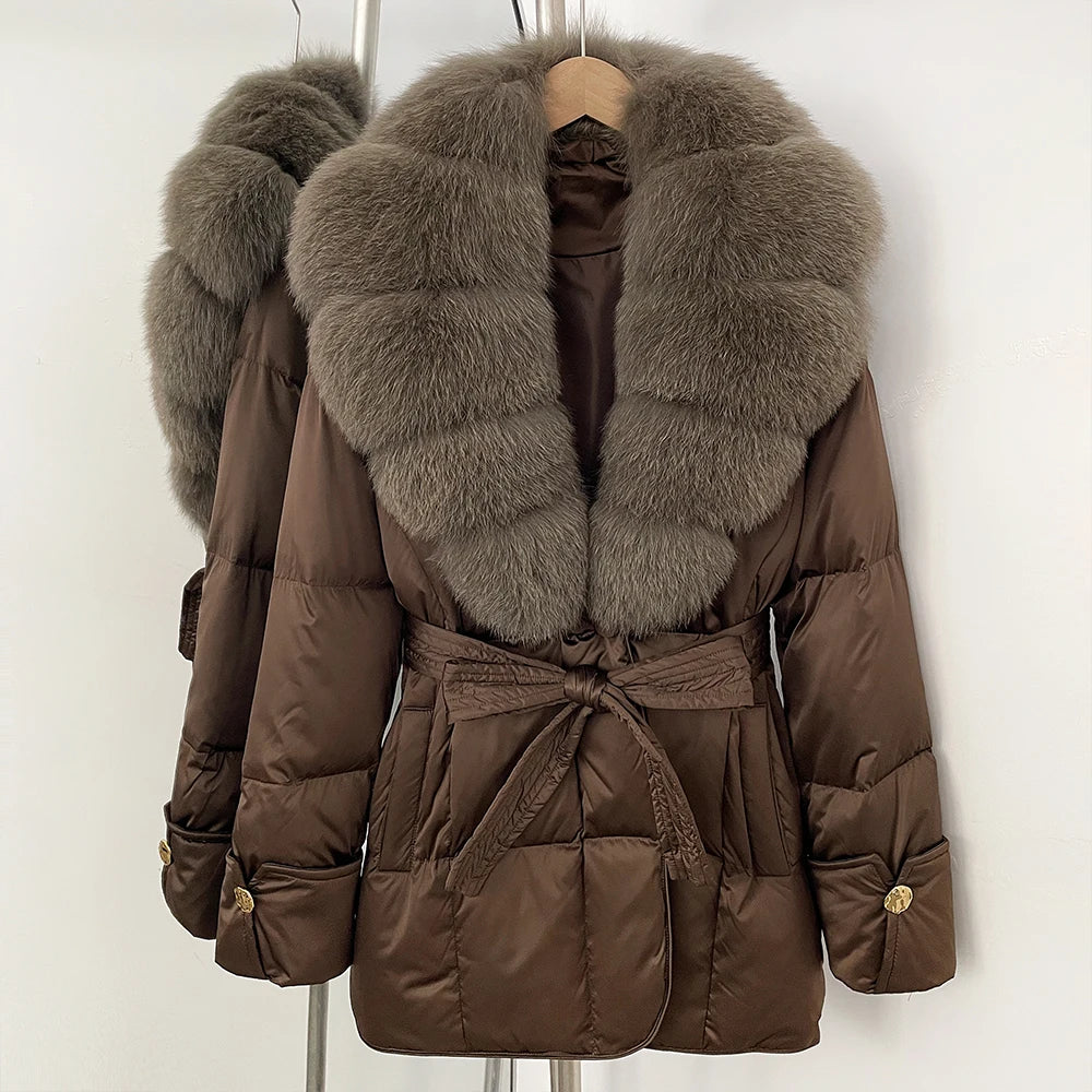OFTBUY New Women's Winter Down Jacket Real Fox Fur Outer Clothes Female Luxury Duck Down Jacket Feather Coats and Parkas