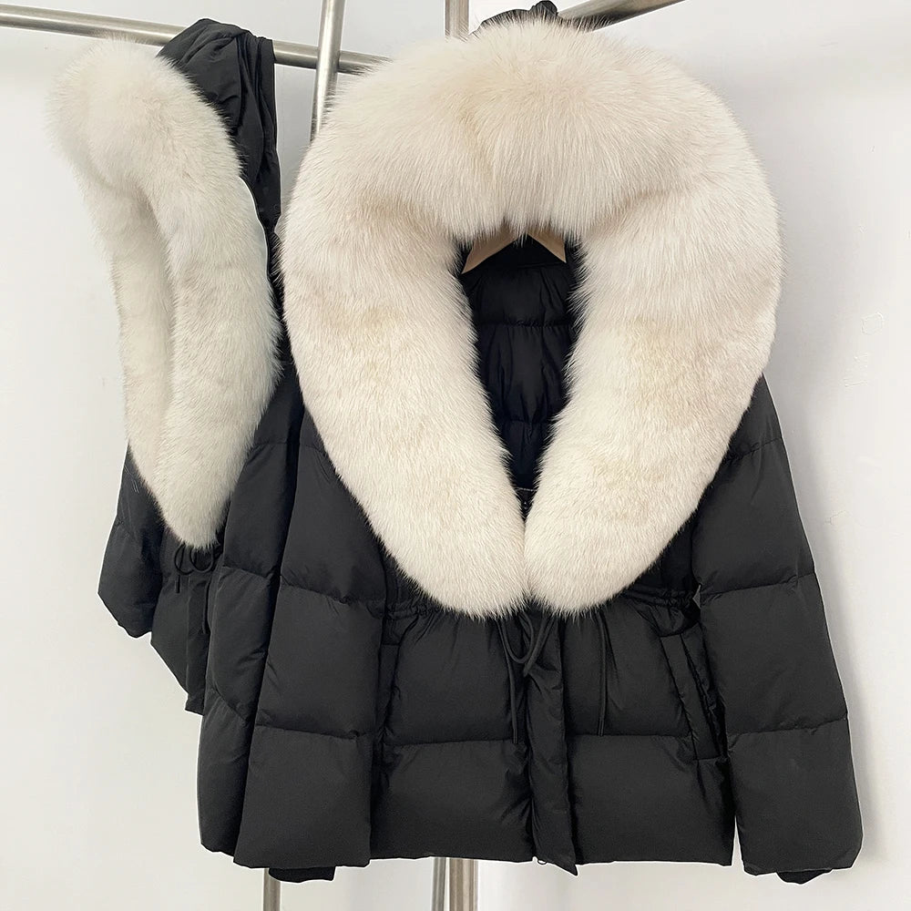 OFTBUY Big Real Fox Fur Collar Duck Down Coat Female New Winter Hooded Warm Down Clothes Women Natural Raccoon Fur Puffer Jacket
