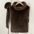 OFTBUY New Women's Faux Fur Sleeveless Gilet with Turtleneck Collar Soft Warm Beige Outerwear Winter Clothes Women Fashion Coats