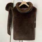 OFTBUY New Women's Faux Fur Sleeveless Gilet with Turtleneck Collar Soft Warm Beige Outerwear Winter Clothes Women Fashion Coats