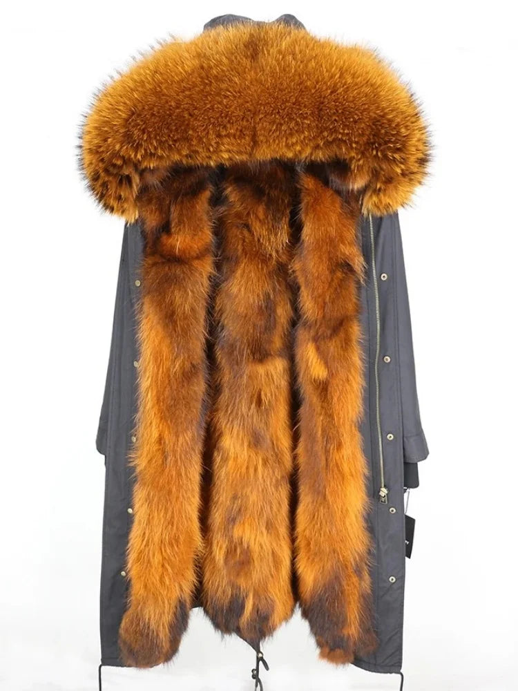 OFTBUY Real Fur Coat Winter Jacket Women Long Parka Waterproof Big Natural Raccoon Fur Collar Hood Thick Warm Real Fox Fur Liner coat