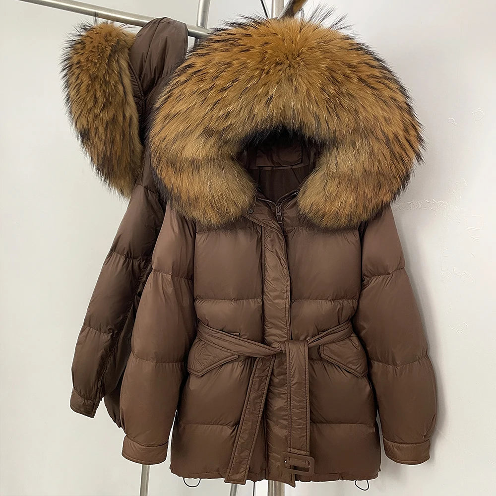 OFTBUY Hooded Real Fox Fur Down Coat Female New Autumn Winter Top Clothes Women Thickened Warm Natural Fur Fluffy Puffer Jacket