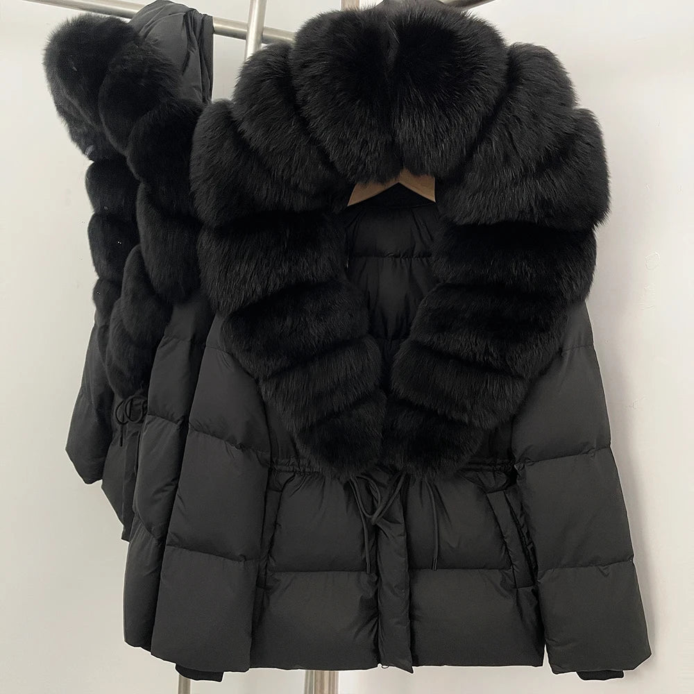 OFTBUY Big Real Fox Fur Collar Duck Down Coat Female New Winter Hooded Warm Down Clothes Women Natural Raccoon Fur Puffer Jacket