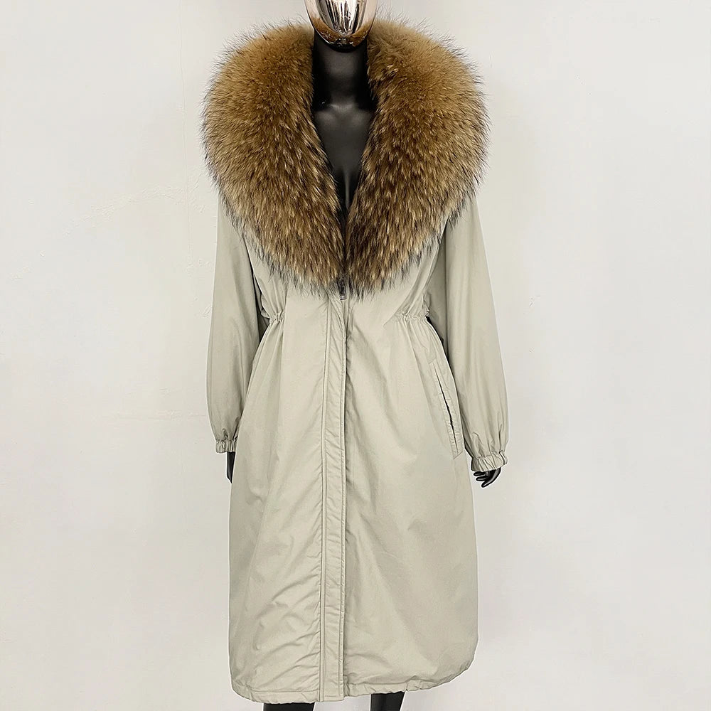 OFTBUY New Zipper Autumn Winter Clothes Women Natural Fox Fur Collar Goose Down Coat Long Warm Thickened Real Fur Puffer Jacket