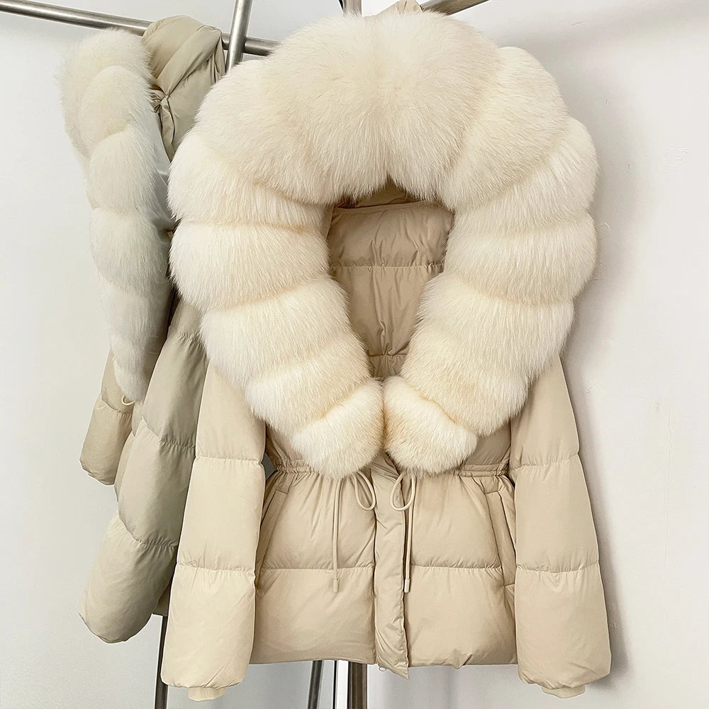 OFTBUY Big Real Fox Fur Collar Duck Down Coat Female New Winter Hooded Warm Down Clothes Women Natural Raccoon Fur Puffer Jacket