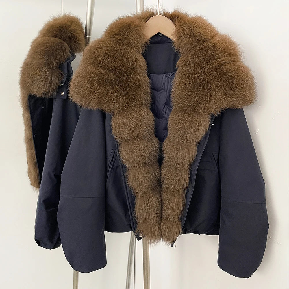 OFTBUY Women's Dcuk Down Coat with Big Real Fox Fur Collar New Winter Warm Thickened Clothing Female Natural Fur Puffer Jacket