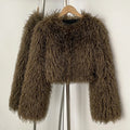 OFTBUY Faux Fur Coat for Women Fur Fluffy Autumn Short Fur Coat Eco-friendly Warm Female New Winter Jacket Long Sleeves O-neck