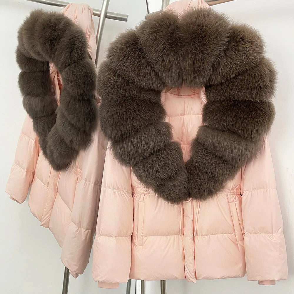 OFTBUY Big Real Fox Fur Collar Duck Down Coat Female New Winter Hooded Warm Down Clothes Women Natural Raccoon Fur Puffer Jacket