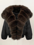OFTBUY Autumn Winter Clothes Women White Goose Down Coat Natural Fur Puffer Jacket Female Short Big Real Fox Fur Jacket Fashion