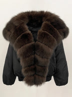 OFTBUY Autumn Winter Clothes Women White Goose Down Coat Natural Fur Puffer Jacket Female Short Big Real Fox Fur Jacket Fashion