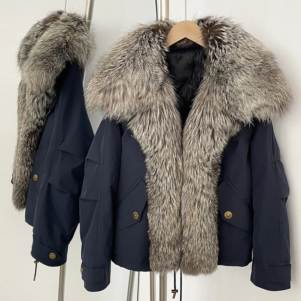OFTBUY Warm Big Natural Fox Fur Collar Down Coat New Autumn Winter Clothing Women Waterproof Safai Real Fur Puffer Jacket Female