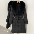 OFTBUY New Winter Real Fox Fur Long Clothes Women Belt Thickened Warm Natural Fur Duck Down Female Luxury Fashion Puffer Jacket