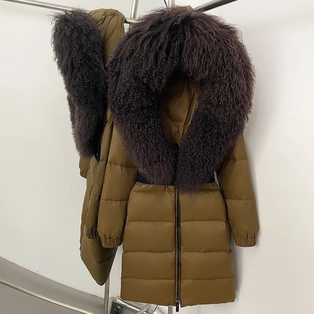 OFTBUY Warm Long Puffer Jacket Female New Winter Clothes Women Fashion Luxury Duck Down Coat with Real Mongolia Sheep Fur Collar