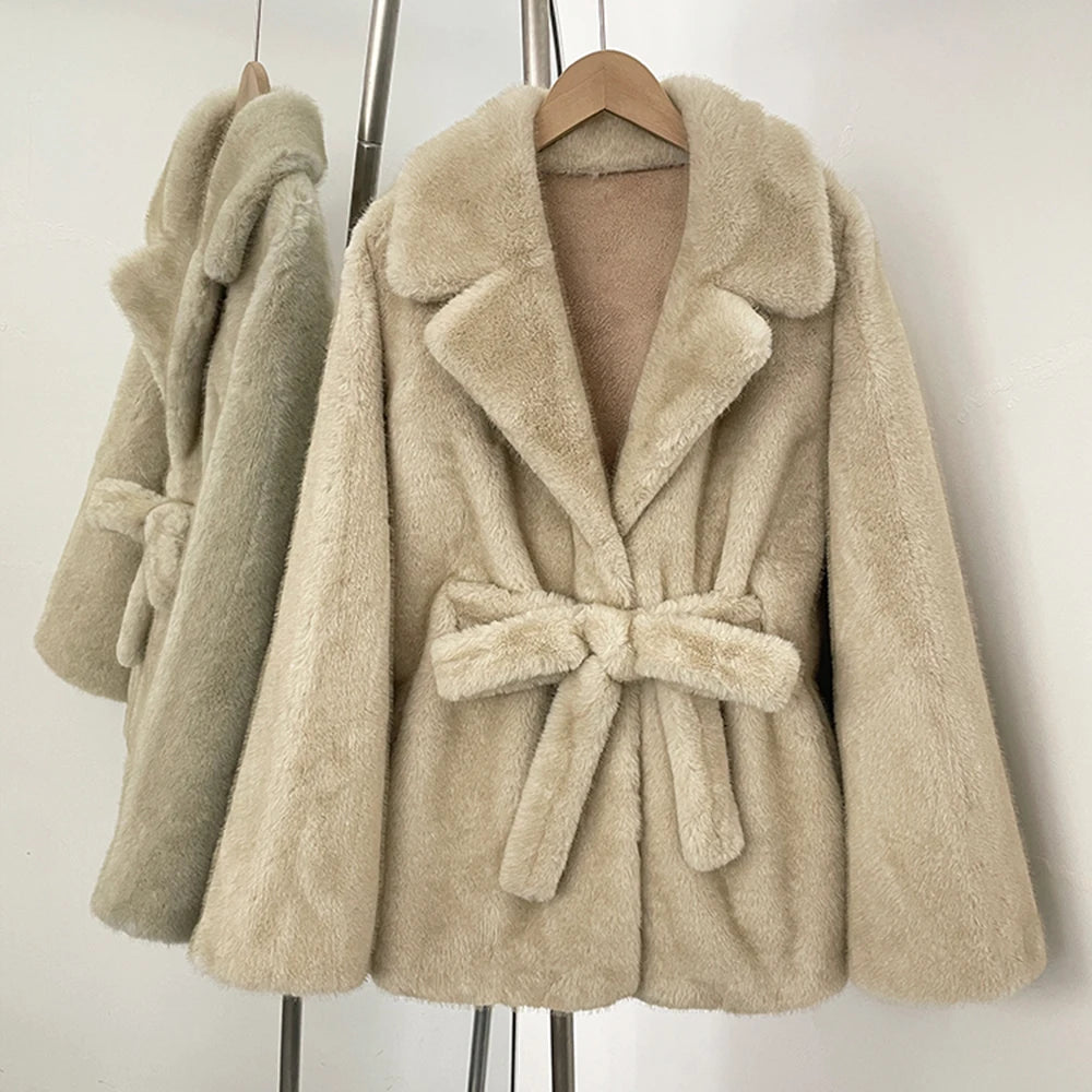 OFTBUY New Autumn Winter Faux Fur Top Clothing Women Long Sleeve Fake Fur Jacket Female Fahsion Thick Warm Artificial Fur Coat