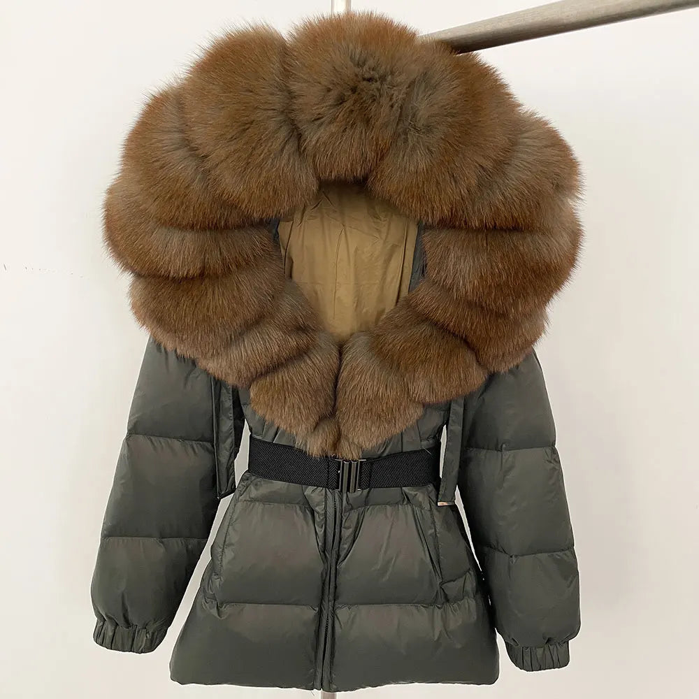 OFTBUY New Winter Clothing Puffer Jacket Women Parkas Waterproof Real Fox Fur Hooded Thick Warm 90% White Duck Down Coat Female