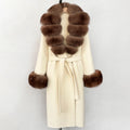 OFTBUY New Women's Double-Faced Wool Coat with Large Real Fox Fur Belted Warm Winter Luxury Fashion Outerwear Woolen Jacket Lady