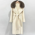 OFTBUY New Autumn Winter Long Clothing Women Fashion Warm Wool Coat with Real Fox Fur Collar Belt Elegant Woolen Jcacket Female
