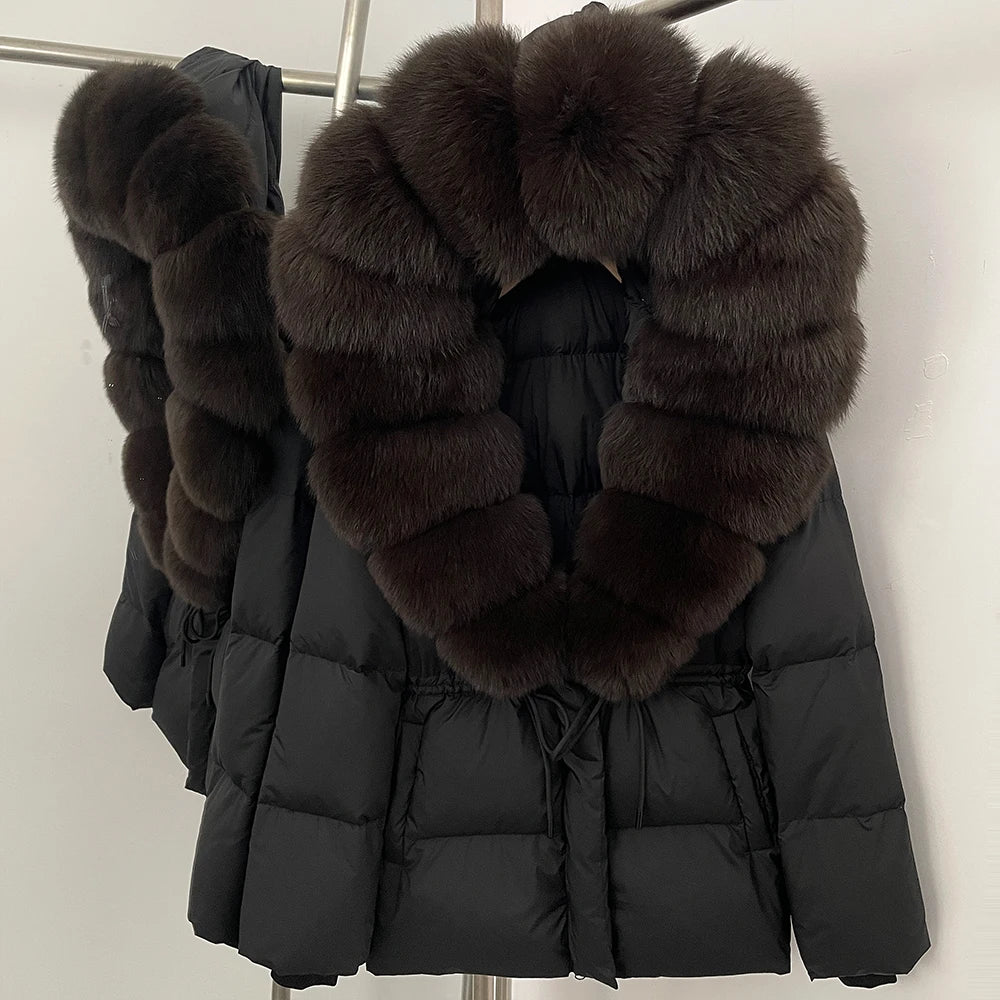 OFTBUY Big Real Fox Fur Collar Duck Down Coat Female New Winter Hooded Warm Down Clothes Women Natural Raccoon Fur Puffer Jacket